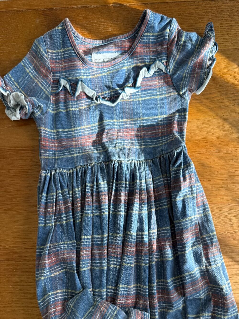Only Little Once Girls Blue Tartan Plaid Ruffle Dress Size 6